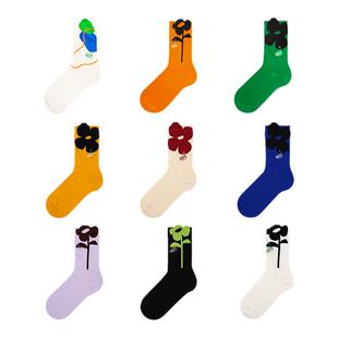 上森彩色中筒袜女秋冬保暖棉袜男拖鞋长袜外穿堆堆袜夏绿色袜子潮