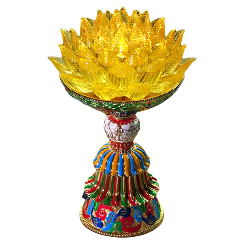 2026新款琉璃金色帝王莲莲花灯佛前供灯供佛灯插电充电led长明灯