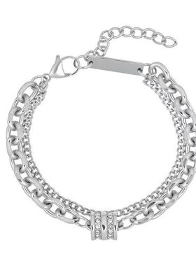 双层叠戴钛钢手链男款