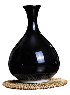 曲阳定瓷家居摆件定窑黑釉花瓶