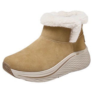 斯凯奇面包靴冬季女靴加绒保暖雪地靴反毛皮短筒冬靴缓震高帮棉鞋