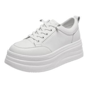 百丽厚底增高小白鞋女春季新款商场同款免系带百搭休闲鞋E3P1DCM5