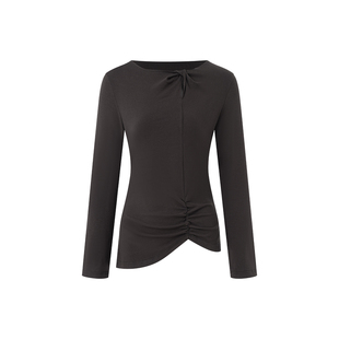 NON RESTRAIN艺术感扭结收腰长袖针织衫女复古褶皱花苞半身裙套装