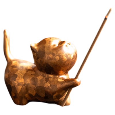 归鸿香炉纯铜线香香插香座高级感精致小猫绝美香插底座茶桌摆件