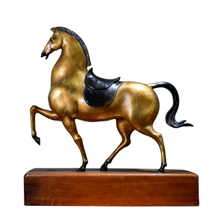 《马上金安》铜金岁月黄铜马摆件送领导礼物工艺品办公室桌面装饰