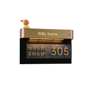高级感磁吸充电感应灯入户门发光门号牌定制创意轻奢立体亚克力贴字家用房号牌置物手办摆件氛围灯公寓酒店