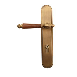 olrvli黄铜古铜色天使门锁复古法式欧式胡桃木门把手磁吸双开门锁