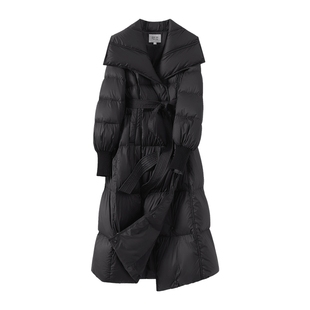 她池中长款羽绒服2025冬季新款女装简约气质大翻领收腰保暖外套