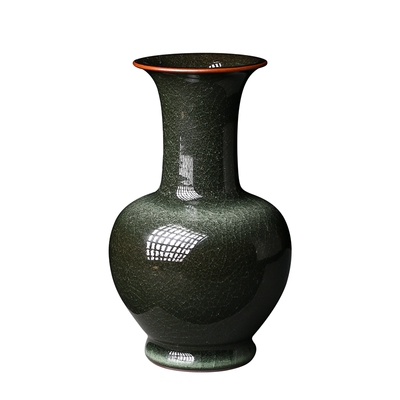 龙泉青瓷严加黑美人仿古铁胎花器