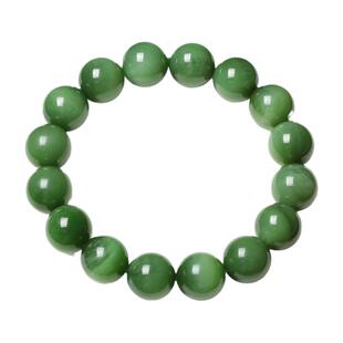 玉灵碧和田玉天然碧玉猫眼粉青手链苹果绿男女款老坑圆珠冰底手串