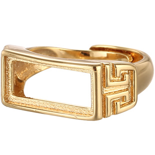 复古简约马鞍方形戒指空托男蜜蜡琥珀戒托空托4*8 5*12 7*15 8*17