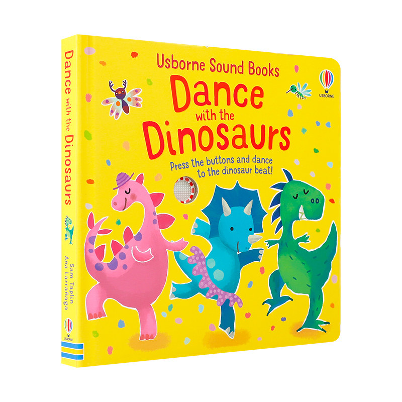 英文原版绘本Usborne Sound Books: Dance With The Dinosaurs和恐龙一起跳舞 儿童英语启蒙纸板发声书 趣味互动身体灵活锻炼