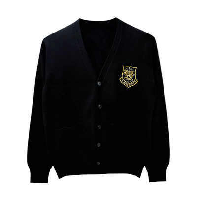 开衫针织衫V领徽章刺绣毛衣外套