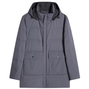 劲霸男装冬季新款男士中长版夹克羽绒服休闲连帽保暖外套BRJE4166