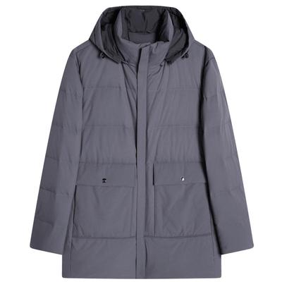 劲霸男装冬季新款男士中长版夹克羽绒服休闲连帽保暖外套BRJE4166