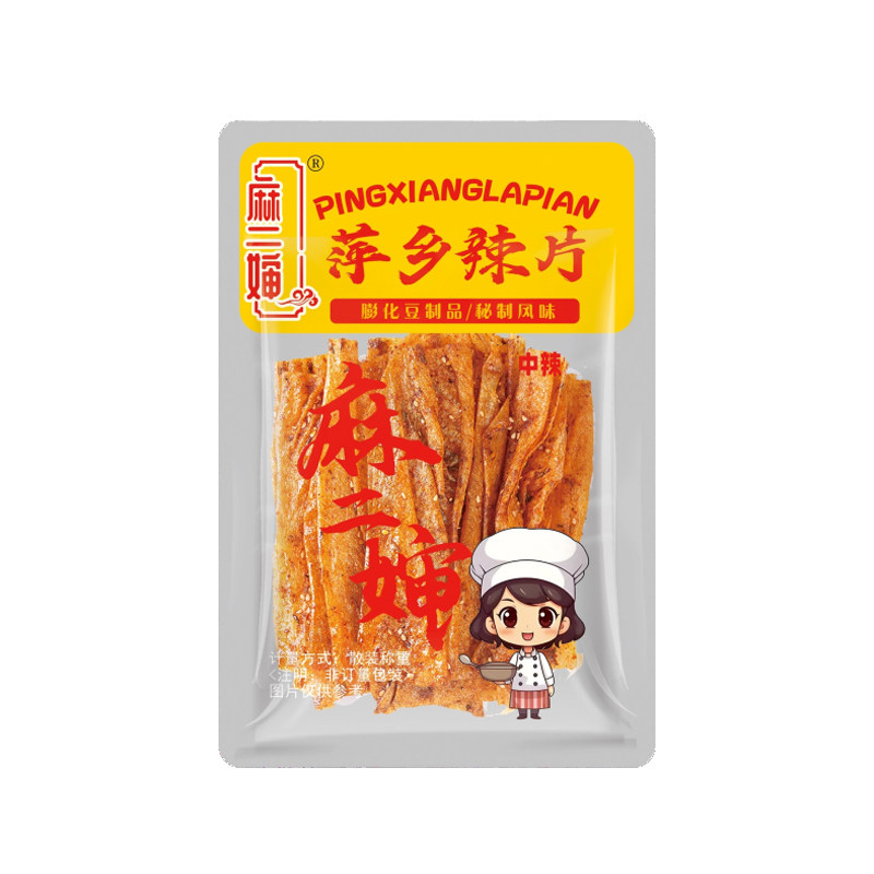 麻二婶萍乡辣片老式大辣片手撕豆皮香辣豆腐皮辣条网红零食小包装