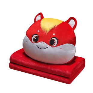 2026马年吉祥物小马抱枕毯子被毛绒靠垫玩偶办公室午睡枕年会礼物