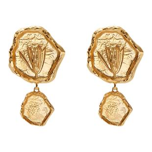 特卖品RoundFace圆脸设计浮雕耳环夸张款高级耳环法式复古纯手工