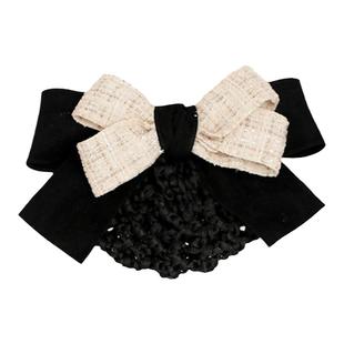 黑色蝴蝶结发夹简约高级头花夹子职业盘发网护士头饰时尚发饰