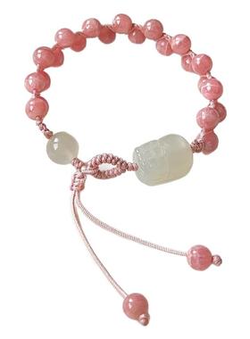 川上述原创手作红纹石手链小众