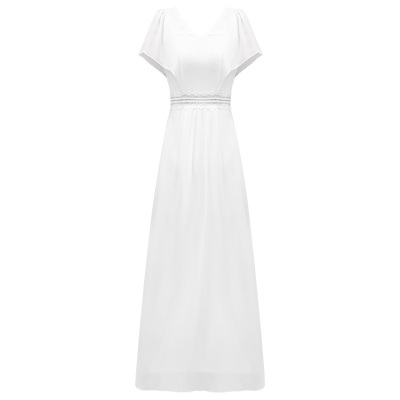 雪纺连衣裙法式蝙蝠袖白色长裙夏