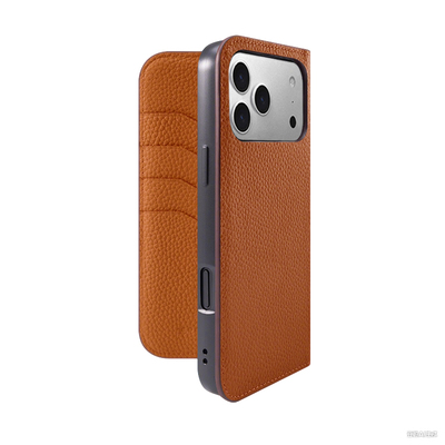 适用于苹果17新款真皮手机壳插卡