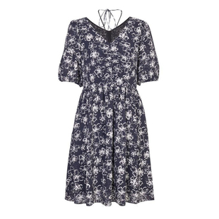 婉甸2025夏季新品黑白蝴蝶花连衣裙1242N09RS2