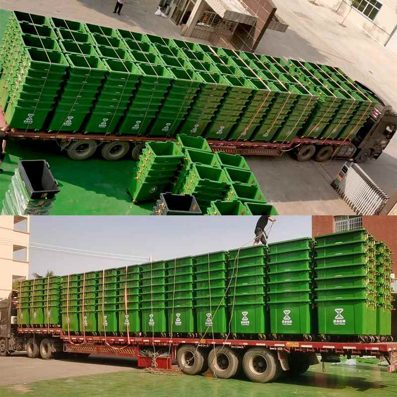 660L户外垃圾桶环卫垃圾转运材质盖大容量清运环保市政箱挂车带