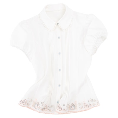 银河万岁“游乐园”娃娃领白衬衫