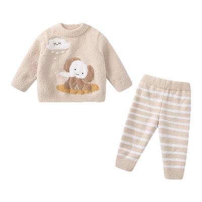 宝宝家居服半边绒套装保暖睡衣