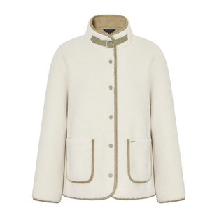 POLOWALK女士摇粒绒短外套冬季新品简约时尚纯色上衣女