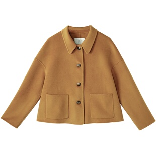 7-G22D-017【花落云轻】瓷片高端文艺原创款羊毛绢丝短外套