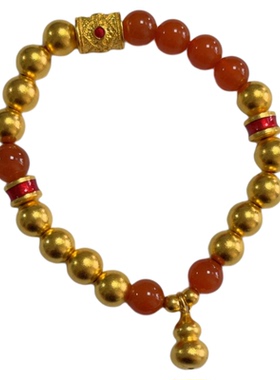 盛尊金包银手链白玉小熊手串diy