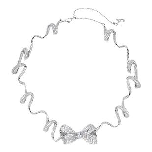 [甄选6折]NanaJacqueline明星同款蝴蝶结项链缎带造型立体锁骨链