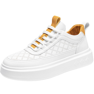 男鞋夏季透气2025新款高级感增高小白鞋男士潮流百搭厚底休闲板鞋