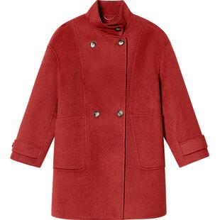 PSALTER诗篇廓形立领双排扣双面羊毛呢子大衣外套2025春新款