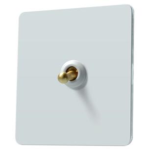 宝德万斯极简侘寂风86型不锈钢插座面板哑白黄铜拨杆复古美学开关