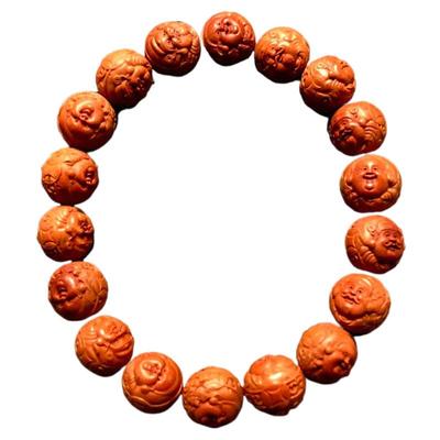 正圆财迷龙纹桃核手串