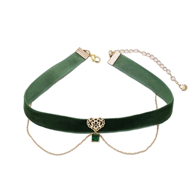 复古绿丝绒气质优雅森系精致vintage项圈choker秋冬原创韩系项链