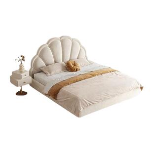 贝壳花瓣床法式奶油风落地布艺床现代简约轻奢网红床卧室床女儿床