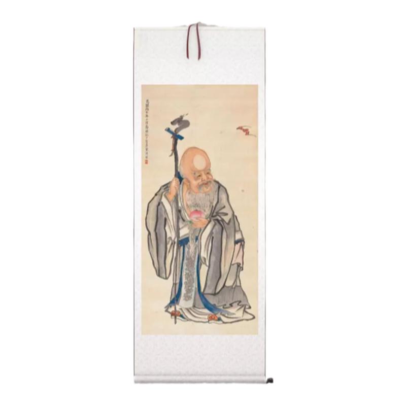齐白石福寿双全图寿星图吉祥富贵来福图轴挂画装饰画高清微喷复制