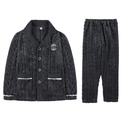 法兰绒家居服加绒加厚新款男