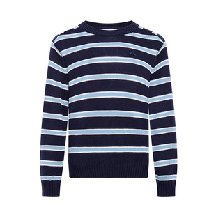 LILY2025冬新款女装含羊毛山羊绒复古条纹加厚针织衫圆领套头毛衣