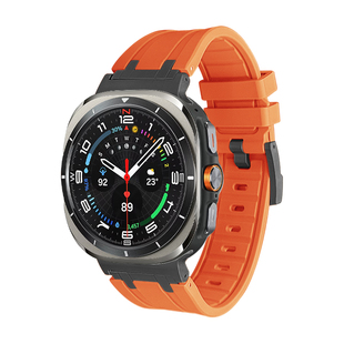 AKGLEADER适用三星watch7/8 ultra手表升级版流行型AP硅胶表带8c专用无缝不锈钢连接替换带潮牌金属扣腕带