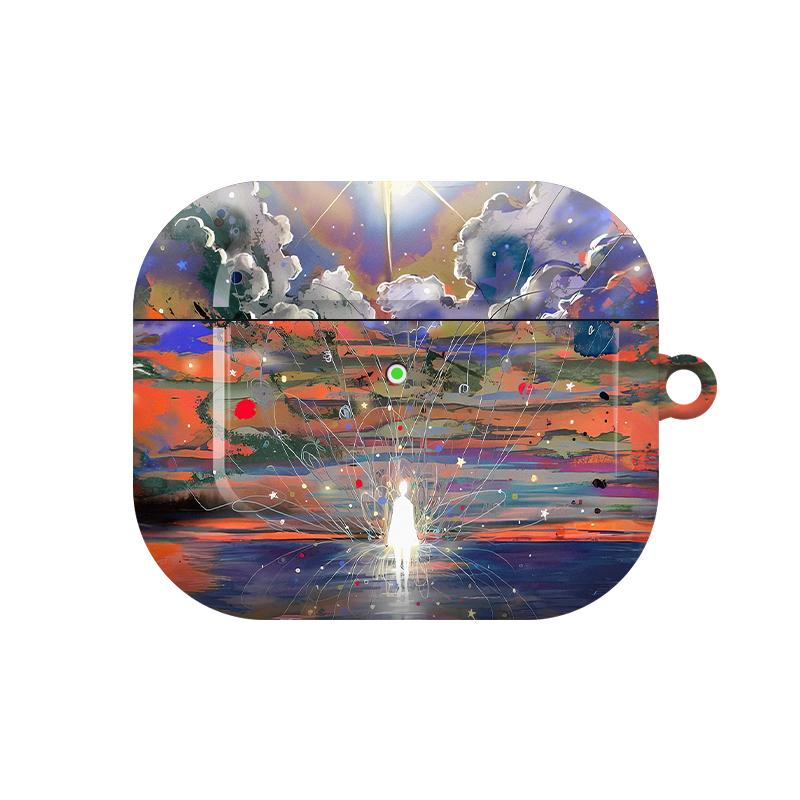 云端艺术复古抽象噪点闪光小人复古适用于AirPods3代耳机壳AirPodsPro第二代/一代保护套光面硬壳AirPods4代