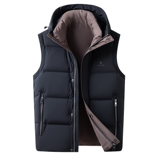 [暖芯羽绒]梦特娇男士连帽羽绒服马甲冬款时尚背心外套加厚保暖J