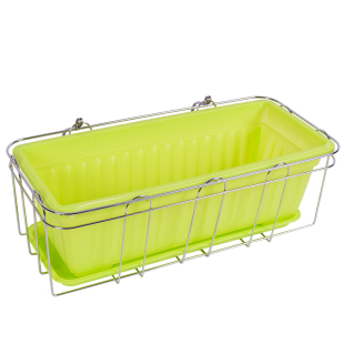 不锈钢长方形阳台花架栏杆花盆架悬挂架子北欧种菜神器塑料种植盆