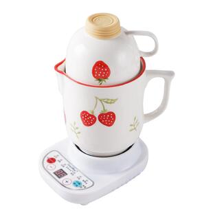 便携式养生杯电炖电热杯草莓陶瓷杯迷你多功能煮粥杯加热牛奶水杯