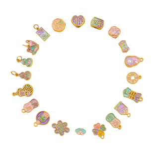 古法金珐琅彩吊坠手串diy编绳配件滴油手链项链挂坠小配饰品材料