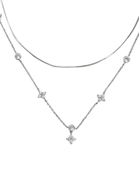 s925纯银锆石女超闪项链锁骨链